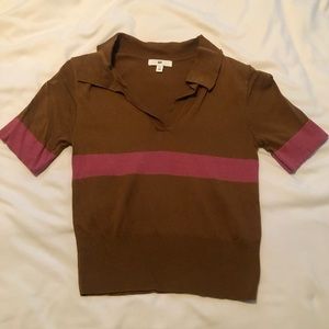 BP collared crop top tan and pink size xsmall